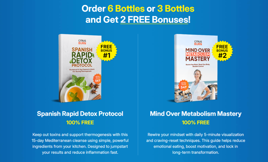 Order 6 Bottles or 3 Bottles and Get 2 FREE Bonuses
